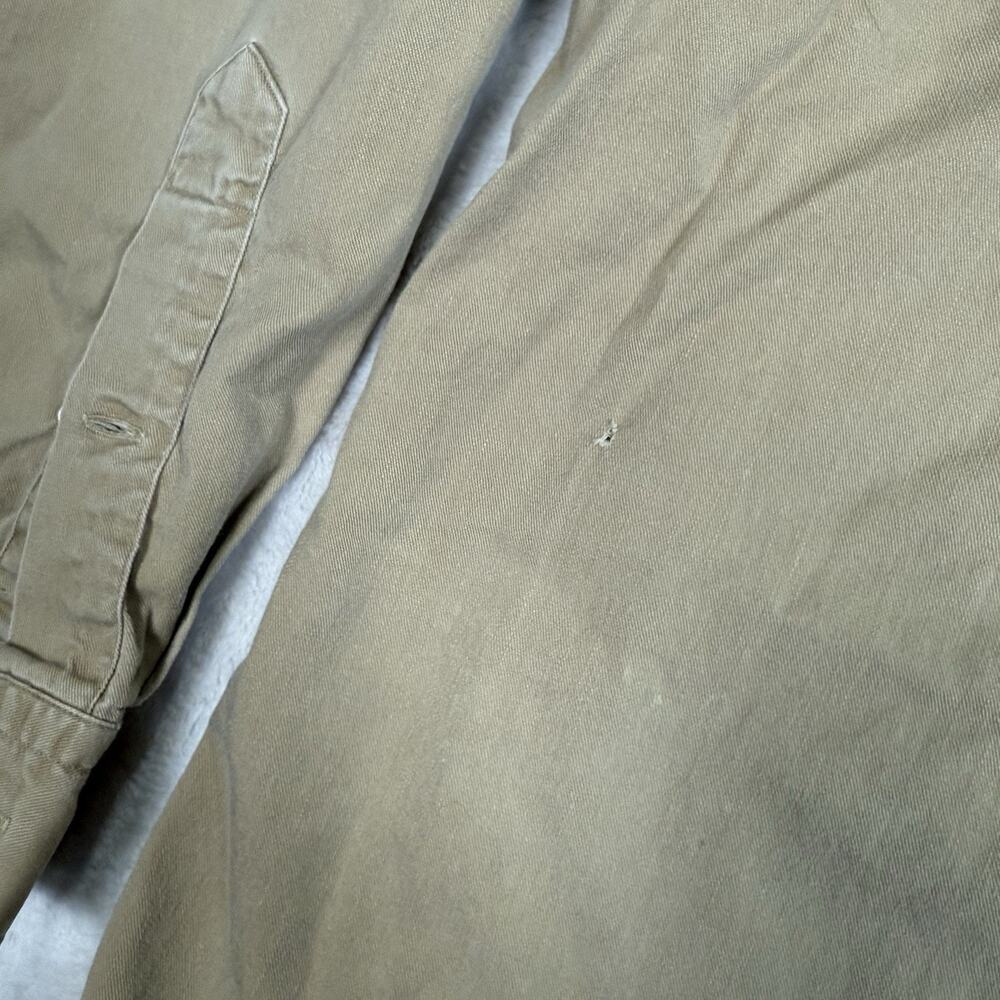 VTG Polo Ralph Lauren Safari Military Distressed Shirt Men Size M Beige USA Made - Picture 6 of 10